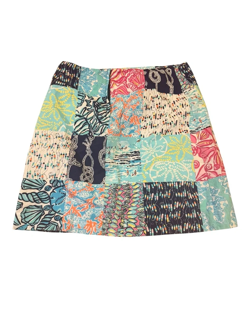 Lilly Pulitzer Patchwork Print Mini Skirt in Aqua & Coral - Picture 4 of 4